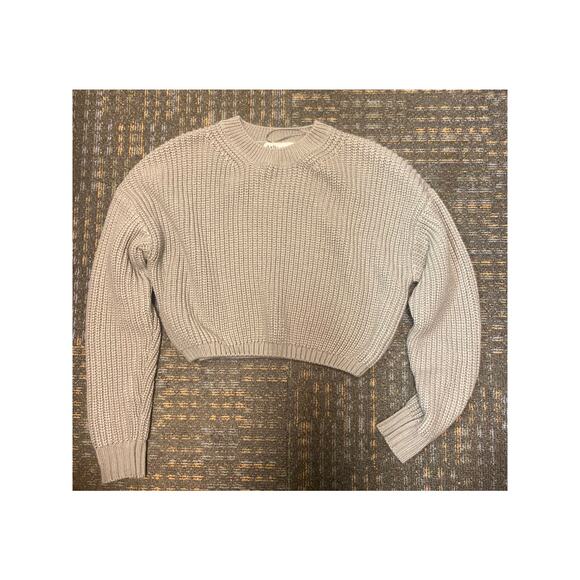 EUC Elodie crewneck cropped chunky ribbed sweater sz: M - Picture 4 of 7
